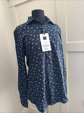 Navy Floral Button-Down Shirt by
